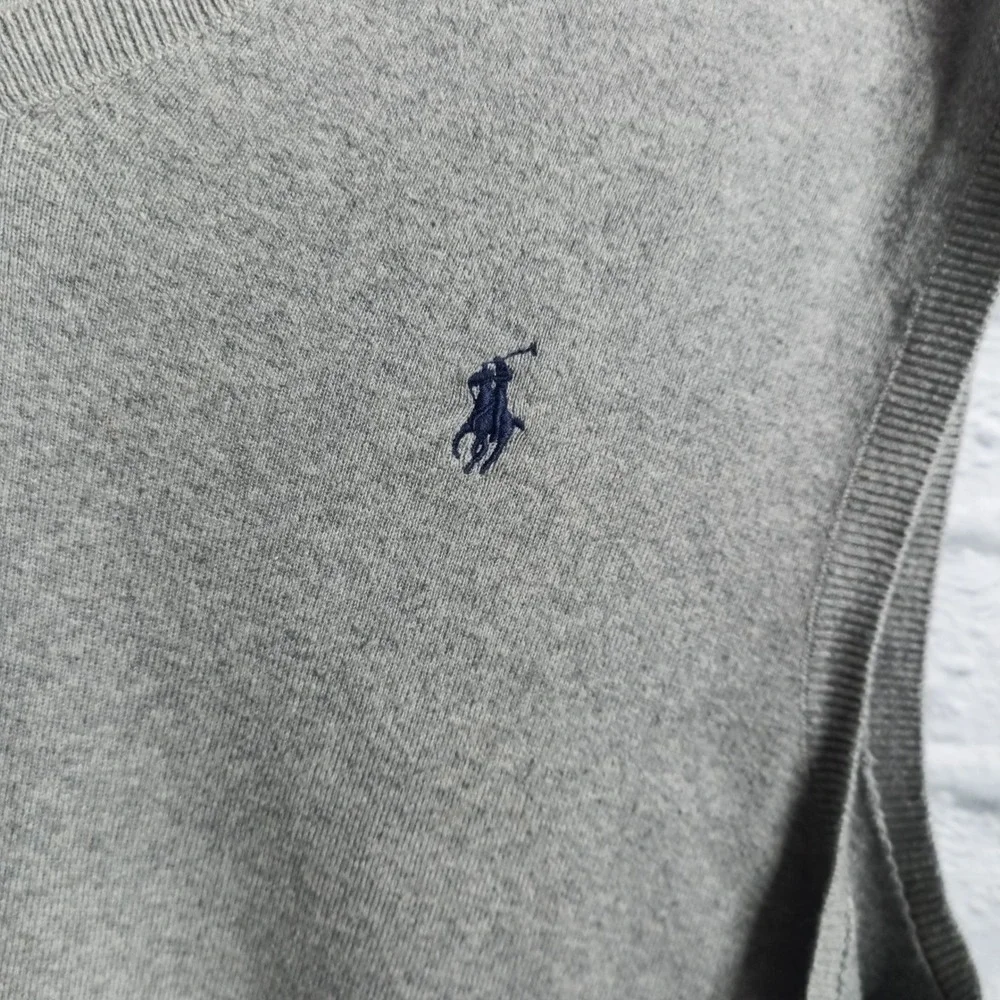 Polo Ralph Lauren Mens Gray 100% Pima Cotton V-Neck Sweater Vest Size Large